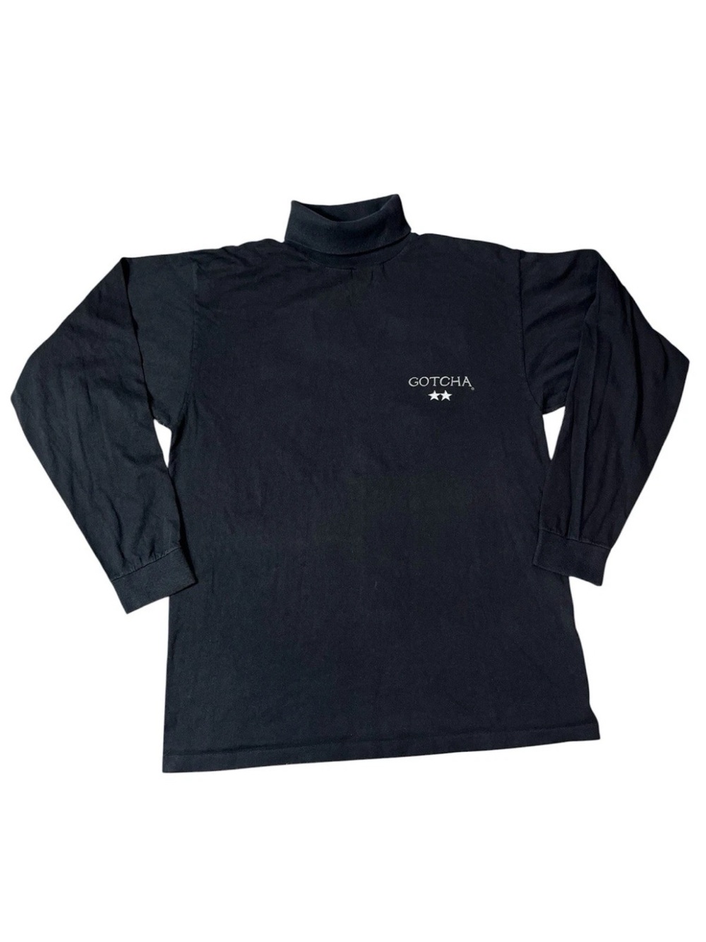 Vintage 1990 Gotcha Citizen Black White Turtleneck Long Sleeve Shirt